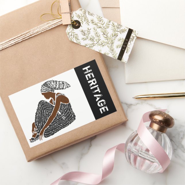 Adesivo Retangular Mulher Negra em Cabeça Quebra Patrimônio Africano (Presentear)