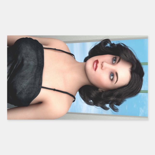 Adesivo Retangular Mulher Vintage (Frente)