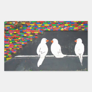 Adesivo Retangular muro de aves: grafite
