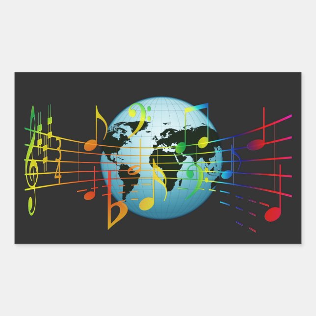 Adesivo Retangular Música ao Redor do Mundo (Frente)
