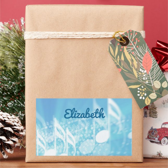 Adesivo Retangular Música Azul Personalizada (Feriado)