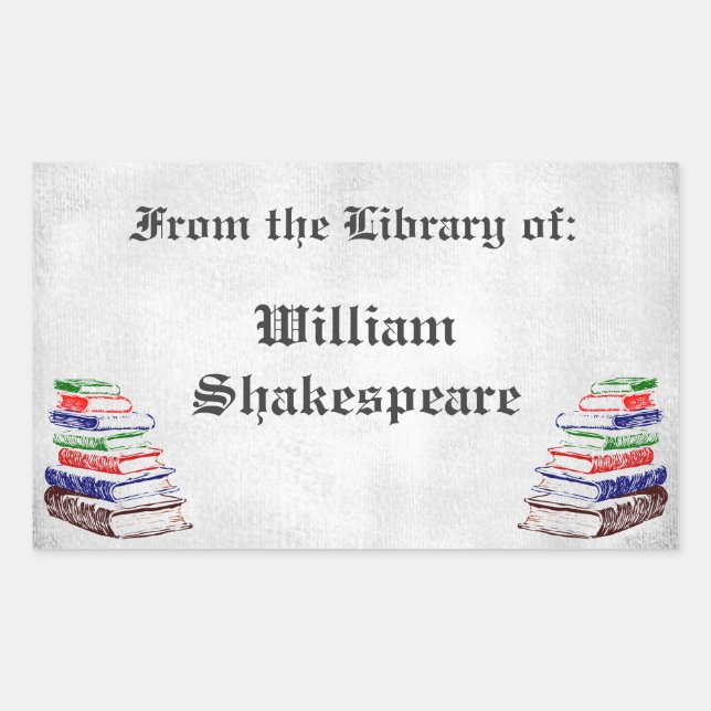 Adesivo Retangular Na Biblioteca da Carta Gótica - Cartão Personaliza (Frente)