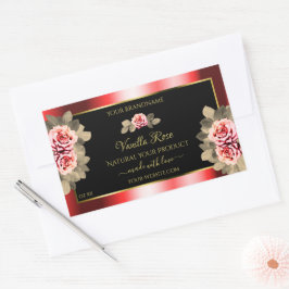 Adesivo Retangular Na moda Black Red Product Labs Floral Cute Rosas