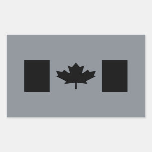 Adesivo Retangular Na moda canadense Flag em preto
