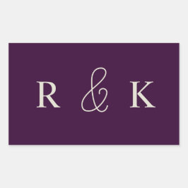 Adesivo Retangular Na moda monograma de casais de casamento