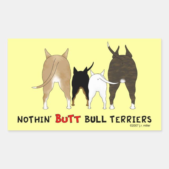 Adesivo Retangular Nada de Bumbum Bull Terriers (Frente)