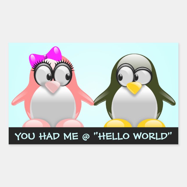 Adesivo Retangular Namorados de Geek de Computador: Amar Linguagem de (Frente)