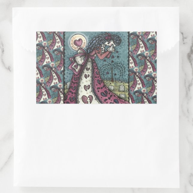 Adesivo Retangular Namorados DE SEMANA COM CORAÇÃO QUEBRADA, GÓTICO D (Bolsa)