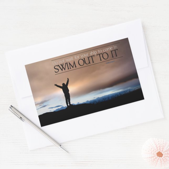 Adesivo Retangular "Não espere pela sua nave" Cotação Inspiracional (Envelope)