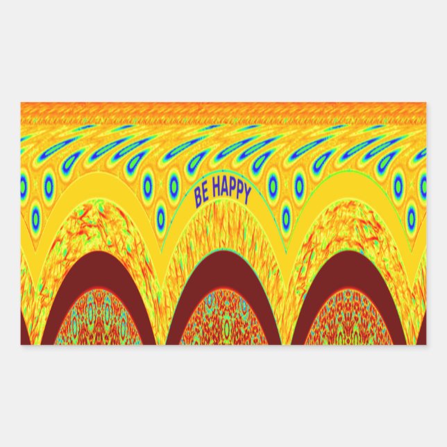 Adesivo Retangular Não se preocupe, seja Impressão de arte feliz (Frente)