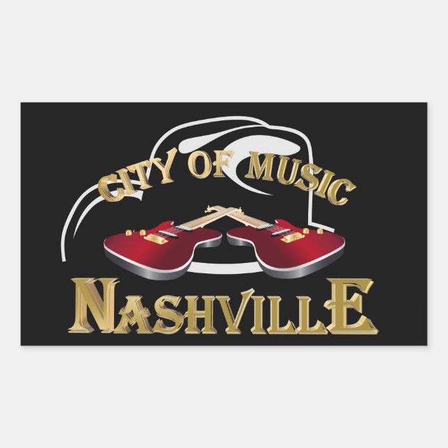 Adesivo Retangular Nashville. Cidade da música (Frente)