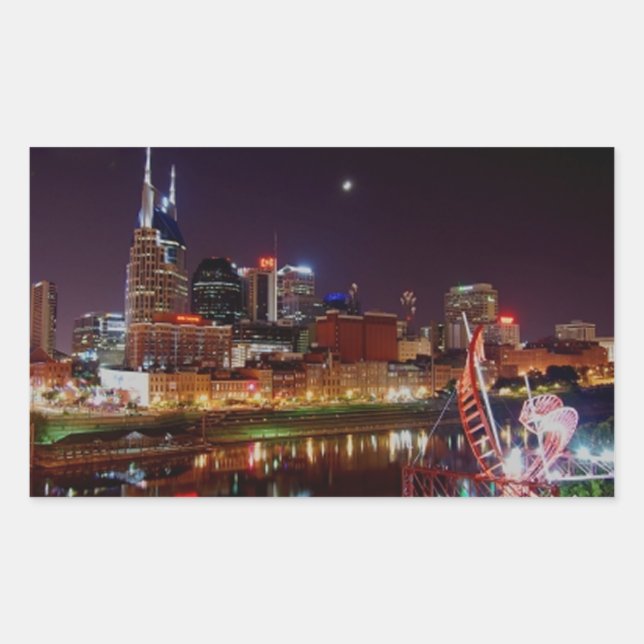 Adesivo Retangular Nashville Skyline (Frente)
