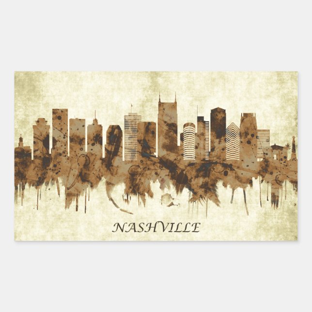 Adesivo Retangular Nashville Tennessee Cityscape (Frente)