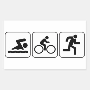 Adesivo Retangular Natação, bicicleta, funcionamento - Triathlon
