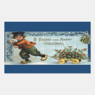 Adesivo Retangular Natais vintages de Menino Holandês