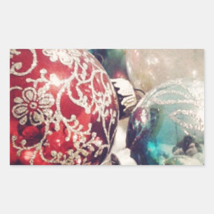 Adesivo Retangular Natais vintages enfeites