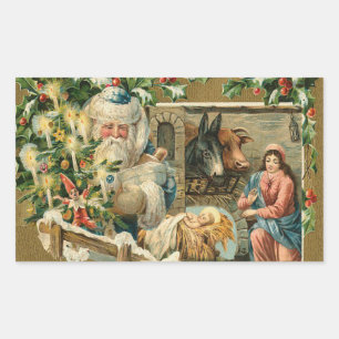 Adesivo Retangular Natais vintages papais noeis natividade