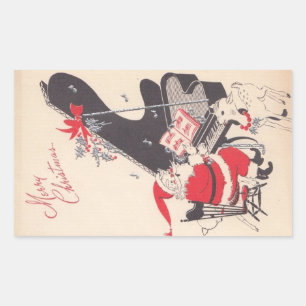 Adesivo Retangular Natais vintages Que Tocam Piano Para Veado