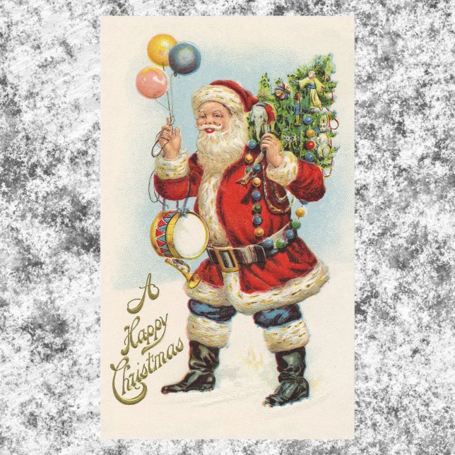 Adesivo Retangular Natal Antigo, Balões do Papai Noel Vitoriano (Criador carregado)