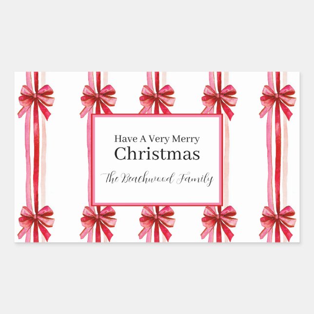 Adesivo Retangular Natal de Arcos Vermelhos Rosa (Frente)