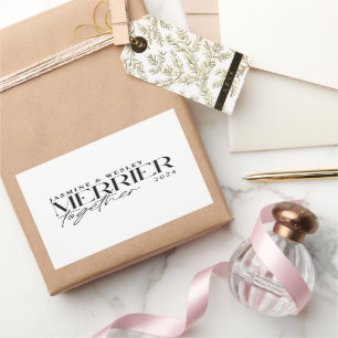 Adesivo Retangular Natal de Casamento Minimalista Mais Alegre Juntos