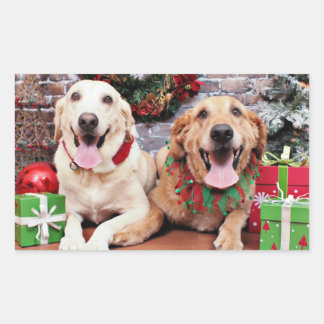 Adesivo Retangular Natal - Labrador Ally - Ouro Retriever Wrigl