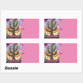 Adesivo Retangular Natal no Deserto Sudoeste Saguaro Cactus