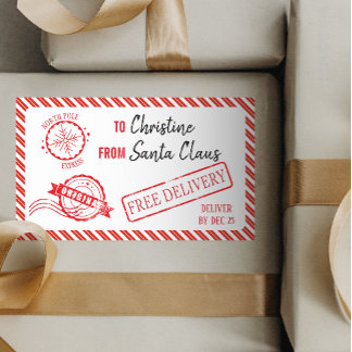 Adesivo Retangular Natal Papai Noel Dão Entrega ao Polo Norte