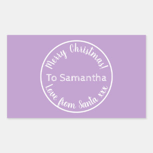 Adesivo Retangular Natal personalizado de Papais noeis Purple Lilac