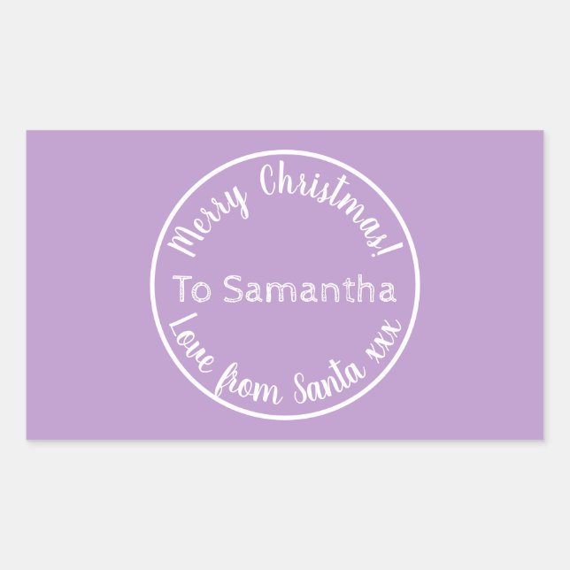 Adesivo Retangular Natal personalizado de Papais noeis Purple Lilac (Frente)
