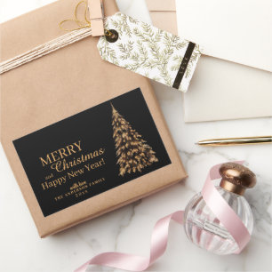 Adesivo Retangular Natal preto e Dourado