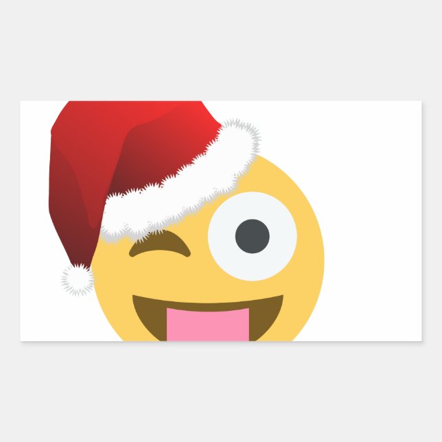 Adesivo Retangular natal santa claus winking emoji (Frente)