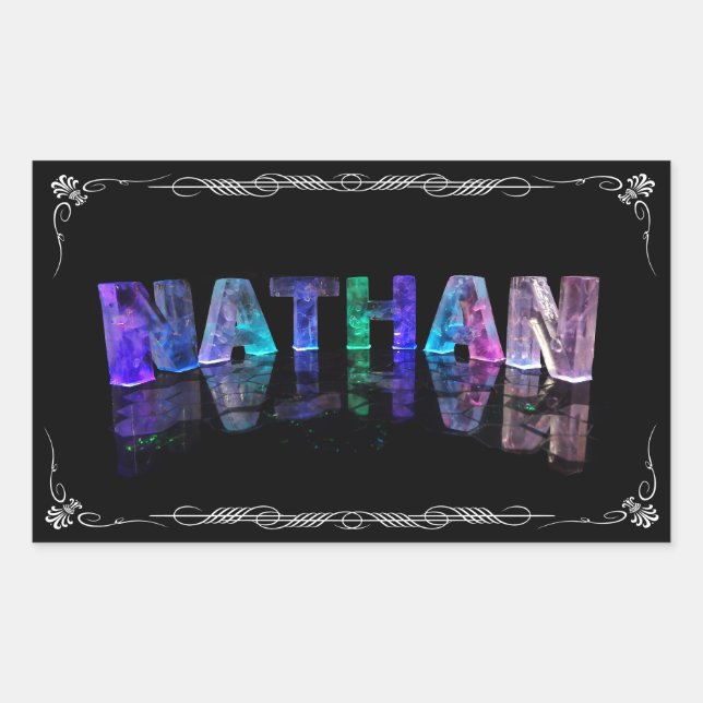 Adesivo Retangular Nathan - O Nome Nathan nas Luzes 3D (Fotografia (Frente)