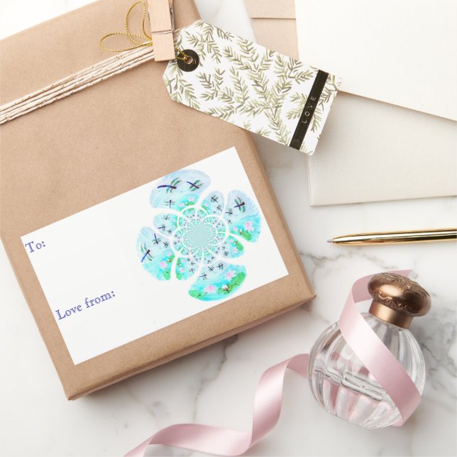 Adesivo Retangular Natureza: Dragonfly Waterlily Pond Personalizado (Presentear)