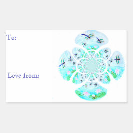 Adesivo Retangular Natureza: Dragonfly Waterlily Pond Personalizado