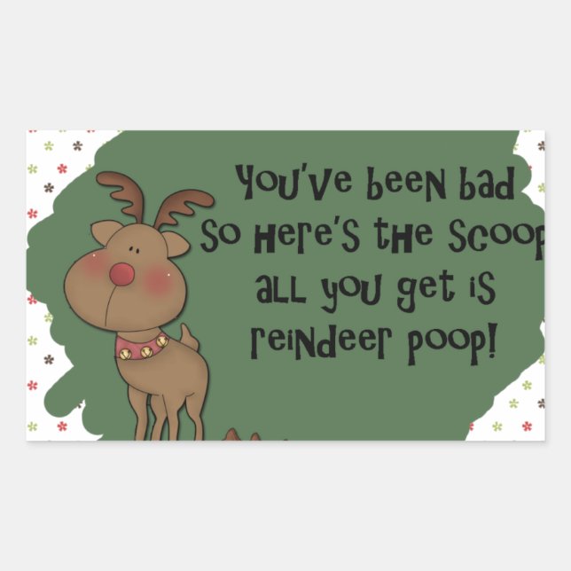 Adesivo Retangular Naughny Engraçado Reindeer Poop Gift Dizendo (Frente)