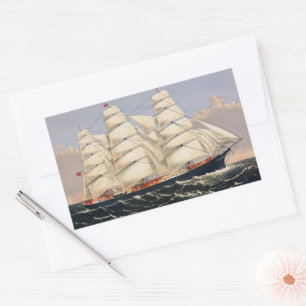 Adesivo Retangular Navio à Vela Náutico Antigo Currier & Ives