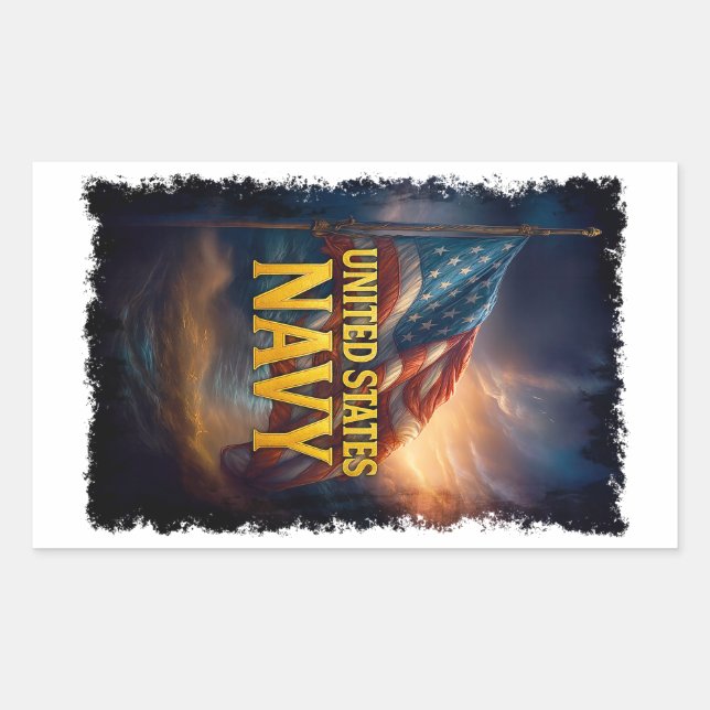 Adesivo Retangular Navy USN Veteran (Frente)