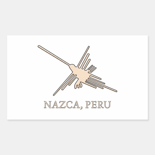 Adesivo Retangular Nazca Hummingbird Geoglyph Newsprint (Frente)