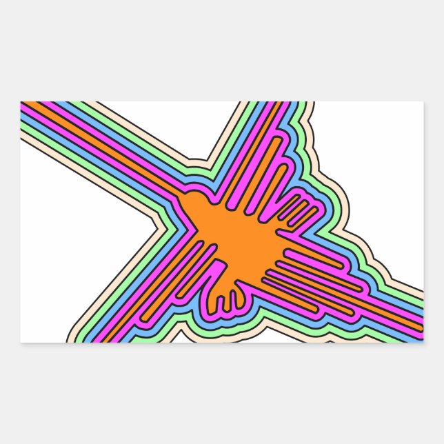 Adesivo Retangular Nazca Hummingbird Peru Drawing (Frente)