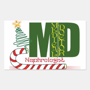 Adesivo Retangular Nefrologista MERRY CHRISTMAS MÉDICO