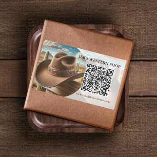 Adesivo Retangular Negócios de Código QR Ocidental