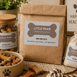 Adesivo Retangular Negócios de Petiscos Caseiros para Cães Little Paw