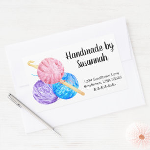 Adesivo Retangular Negócios de Yarn e Crochet Hook