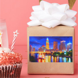 Adesivo Retangular neon da cidade de ponte colorida de luxo