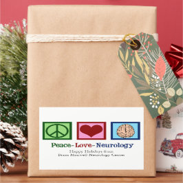 Adesivo Retangular Neurologista Personalizado do Peace Love