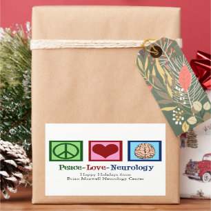 Adesivo Retangular Neurologista Personalizado do Peace Love