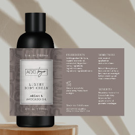 Adesivo Retangular Neutral Taupe Beige Boho Logo 4OZ Cosmetic Bottle