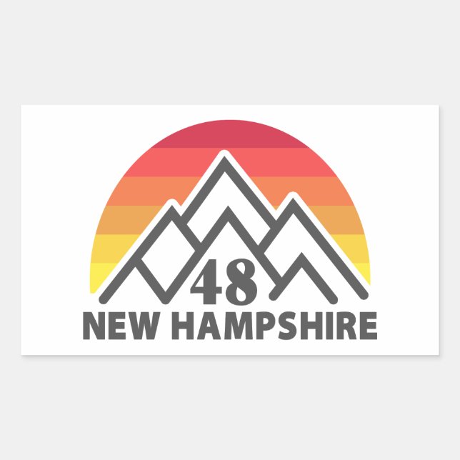 Adesivo Retangular New Hampshire 48 Retro Mountain (Frente)