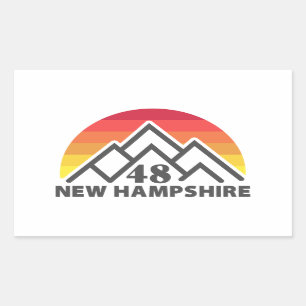 Adesivo Retangular New Hampshire 48 Retro Mountain